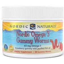 Nordic Omega-3 Gummy Worms, 63mg Strawberry - 30 gummy worms Nordic Naturals