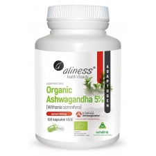 Organic Ashwagandha 5% KSM-66 500mg x 100 VEGE caps Aliness
